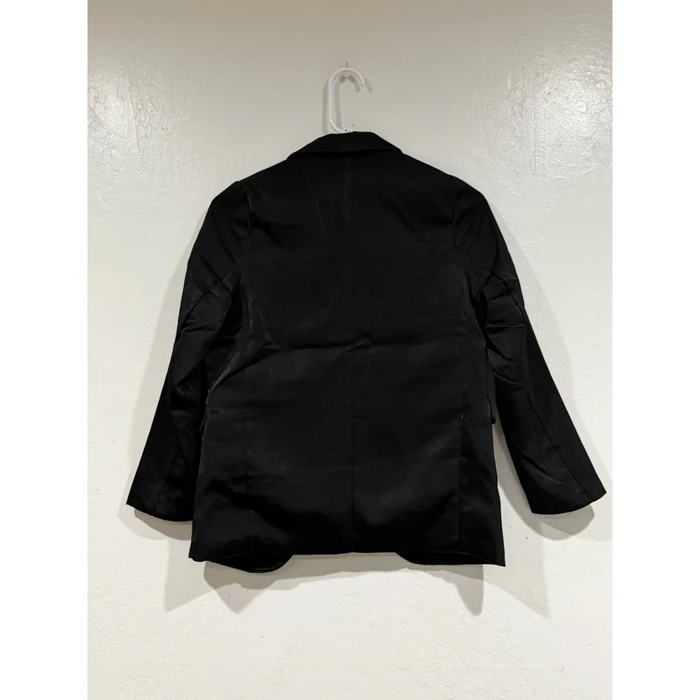 H&M Girls Black Satin Blazer Jacket NWT Size 10 Single Button Formal Dressy